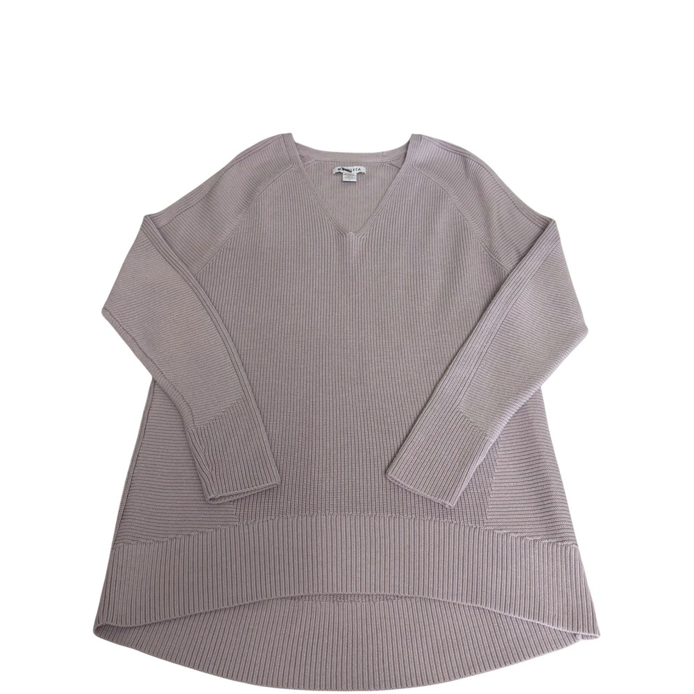 Athleta Womens XS Lavender Purple Ribbed Knit V-Neck High-Low Pullover Sweater